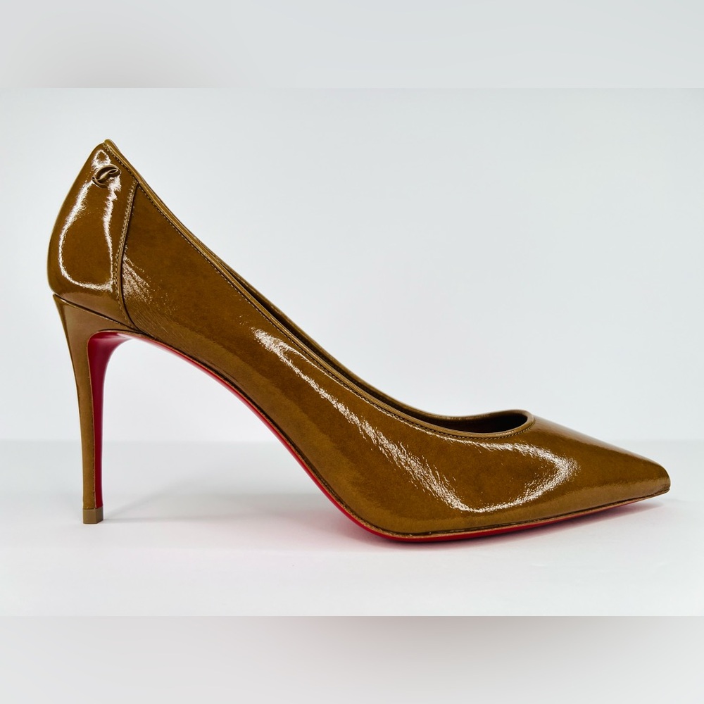 Christian Louboutin Sporty Kate 85mm Light Brown Patent Leather Pumps Size EU 39